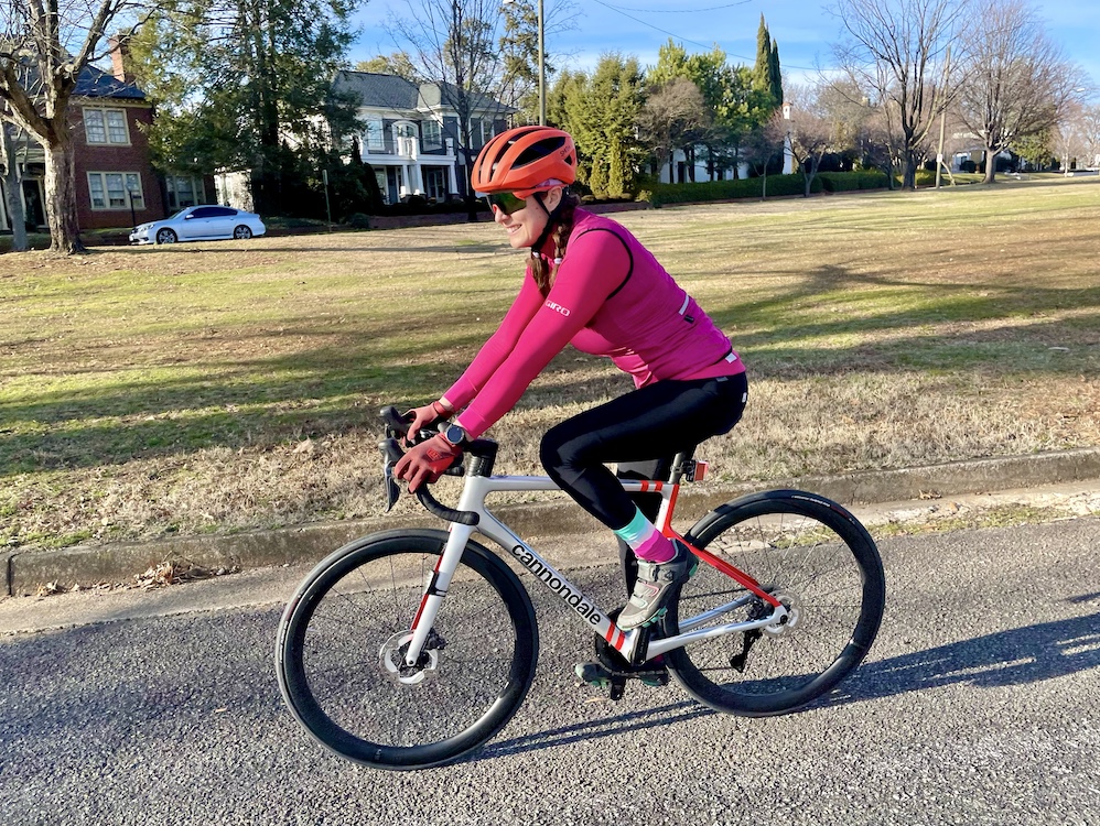 Woman riding her bicycle on a street