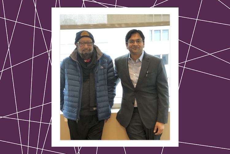 Two men stand together after a doctor's appointment